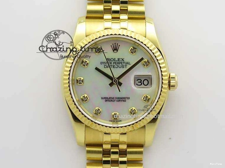MiroTime 0106 DateJust 36mm Wrapped YG BP-Maker Best Edition White MOP Dial On Wrapped YG Bracelet ETA Bright 3835
